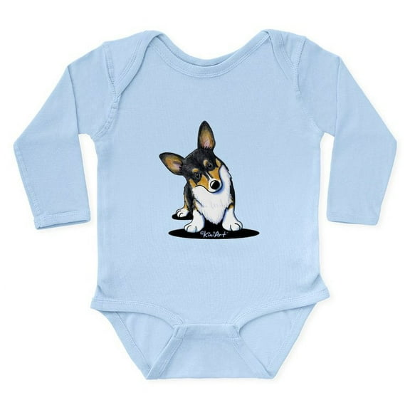 CafePress - Kiniart Tricolor Corgi Long Sleeve Infant Bodysuit - Long Sleeve Cotton Baby Bodysuit