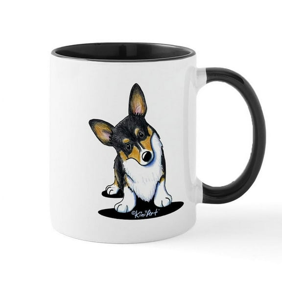 CafePress - Kiniart Tricolor Corgi Mug - 11 oz Ceramic Mug - Novelty Coffee Tea Cup