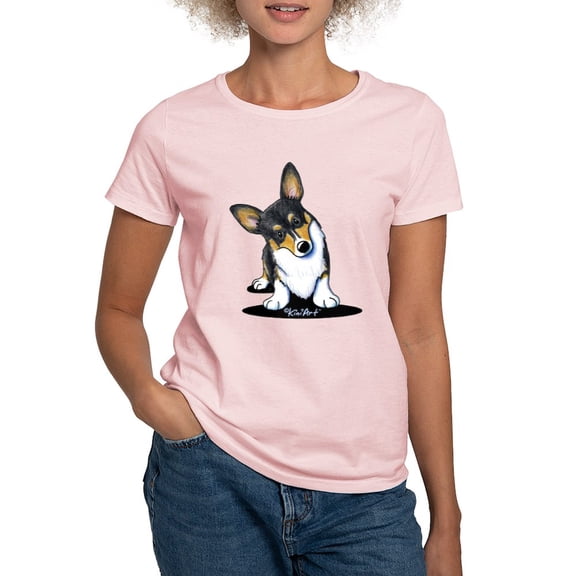 CafePress - Kiniart Tricolor Corgi Women's Light T Shirt - Women's Classic T-Shirt