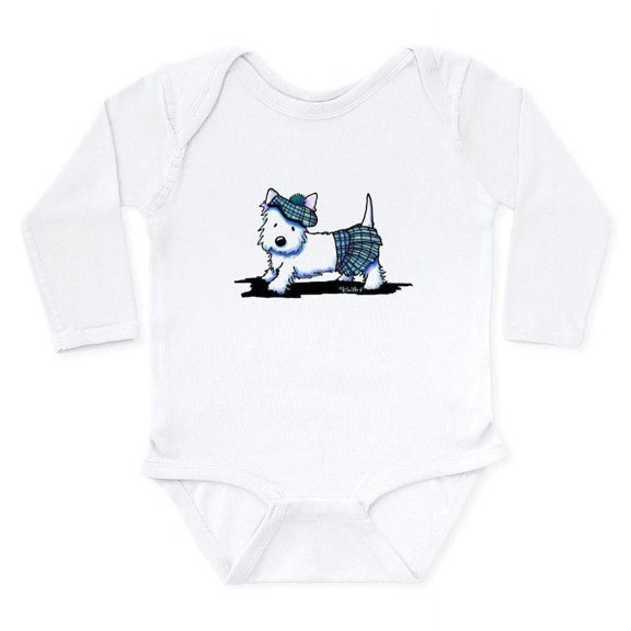 CafePress - Kiniart Westie Blue Ki Long Sleeve Infant Bodysuit - Long Sleeve Cotton Baby Bodysuit