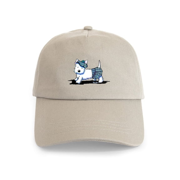 CafePress - Kiniart Westie Blue Kilt Cap - Adjustable 100% Brushed Unisex Casual Cotton Baseball Cap, Beige, 1