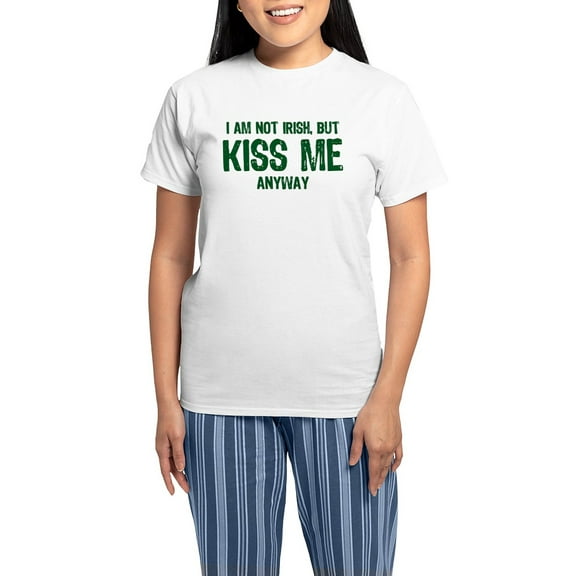 CafePress - Kiss Me Anyway Women's Light Pajamas - Women's Short Sleeve Print T-Shirt and Pants Light Cotton Pajama Set