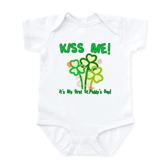 CafePress - Kiss Me! Baby's First St. Pat Infant Bodysuit - Baby Light Bodysuit, Size Newborn - 24 Months