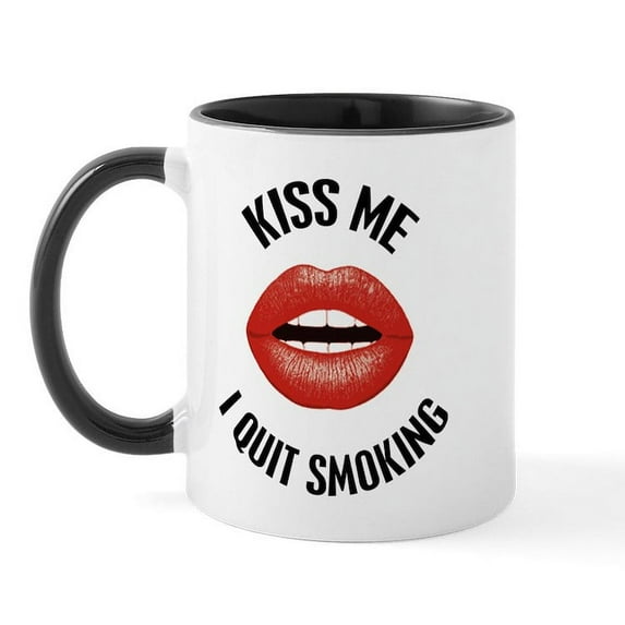 CafePress - Kiss Me I Quit Smoking Mug - 11 oz Ceramic Mug - Novelty Coffee Tea Cup