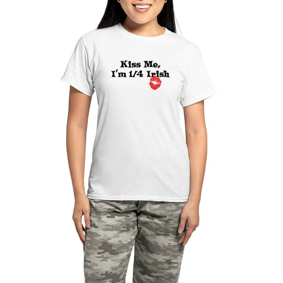 CafePress - Kiss Me, I'm 1/4 Irish Women's Light Pajamas - Women's Short Sleeve Print T-Shirt and Pants Light Cotton Pajama Set