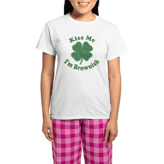 CafePress - Kiss Me I'm Brownish Women's Light Pajamas - Women's Short Sleeve Print T-Shirt and Pants Light Cotton Pajama Set