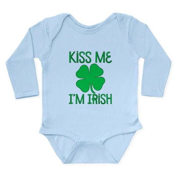 CafePress - Kiss Me I'm Irish Long Sleeve Infant Bodysuit - Long Sleeve Cotton Baby Bodysuit