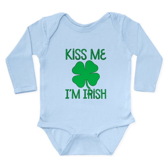 CafePress - Kiss Me I'm Irish Long Sleeve Infant Bodysuit - Long Sleeve Cotton Baby Bodysuit
