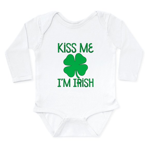 CafePress - Kiss Me I'm Irish Long Sleeve Infant Bodysuit - Long Sleeve Cotton Baby Bodysuit