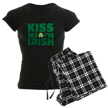 CafePress - Kiss Me I'm Irish Shamrock Women's Dark Pajamas - Women's Short Sleeve Print T-Shirt and Pants Dark Cotton Pajama Set