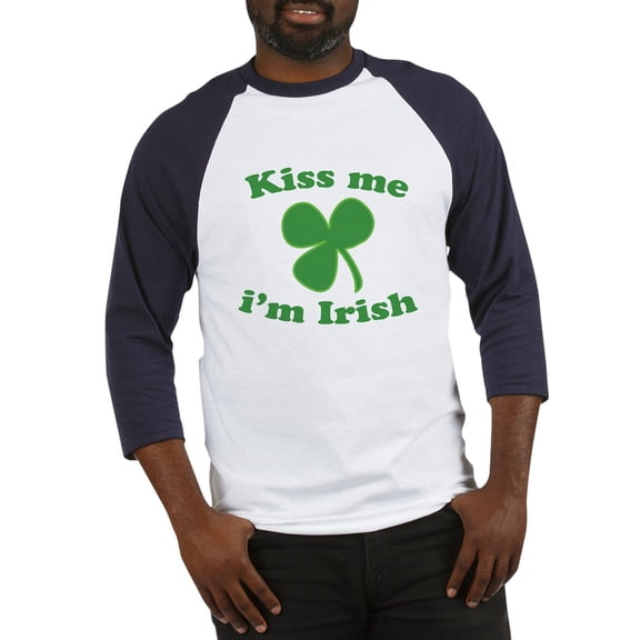 CafePress - Kiss Me Im Irish St Patricks Day Baseball Jersey - Cotton Baseball Jersey, 3/4 Raglan Sleeve Shirt
