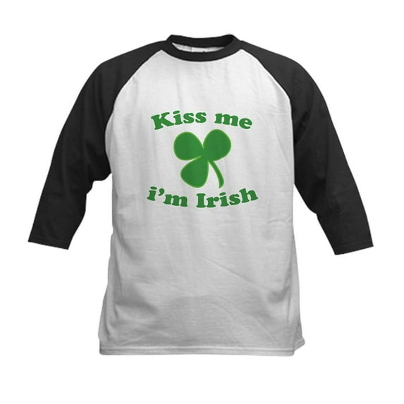 CafePress - Kiss Me Im Irish St Patricks Day Baseball Jersey - Kids Cotton Baseball Jersey, 3/4 Sleeve Shirt