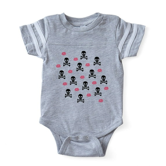 CafePress - Kiss Skulls_Bl_B - Cute Infant Baby Football Bodysuit
