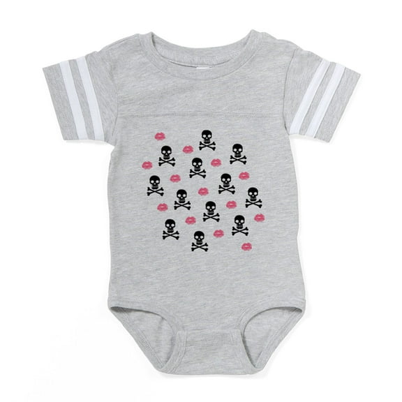 CafePress - Kiss Skulls_Bl_B - Cute Infant Baby Football Bodysuit