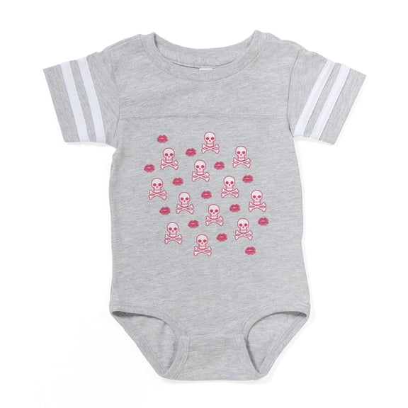 CafePress - Kiss Skulls_Pk - Cute Infant Baby Football Bodysuit