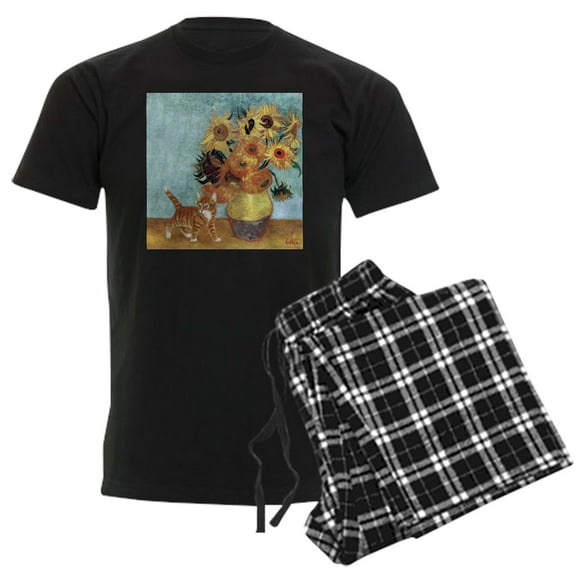 CafePress - Kittensunflr11 Pajamas - Men's Dark Loose Fit Cotton Pajama Set