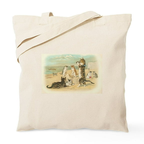 CafePress - Kitties On The Beach Tote Bag - Unisex Canvas Tote Bag, Beige, 1-Piece