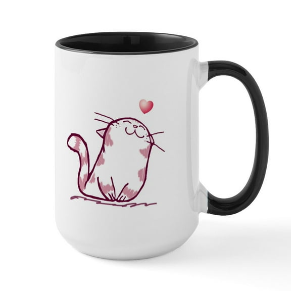 CafePress - Kitty Love Mugs - 15 oz Ceramic Large White Novelty Mug
