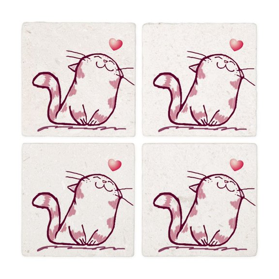CafePress - Kitty Love - Tile Coaster, Drink Coaster Set of 4