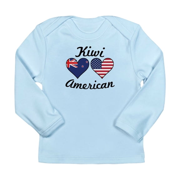 CafePress - Kiwi American Flag Hearts Long Sleeve T Shirt - Long Sleeve Infant T-Shirt