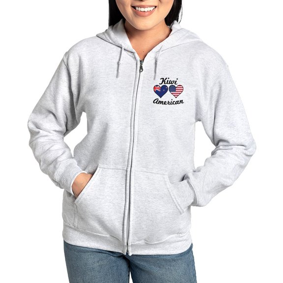 CafePress - Kiwi American Flag Hearts Sweatshirt - Women's Zip Hoodie
