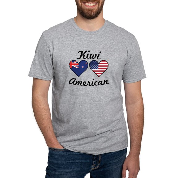 CafePress - Kiwi American Flag Hearts T Shirt - Fitted T-Shirt, Vintage Fit Soft Cotton Tee