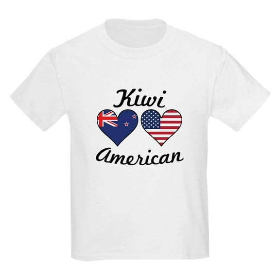 CafePress - Kiwi American Flag Hearts T Shirt - Light Classic Kids Graphic, Short Sleeve T-Shirt, Sizes XS-XL