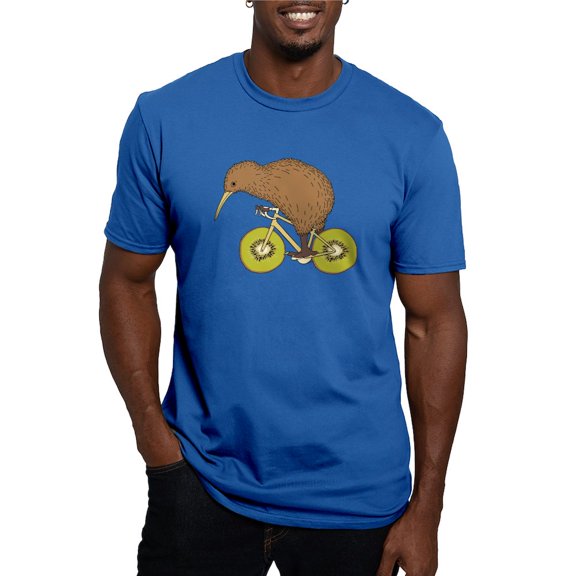 CafePress - Kiwi Riding Bike With Kiwi Wheels T Shirt - Men's Fitted T-Shirt