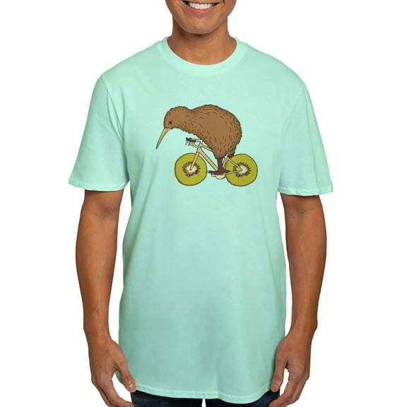 CafePress - Kiwi Riding Bike With Kiwi Wheels T Shirt - Men's Fitted T-Shirt