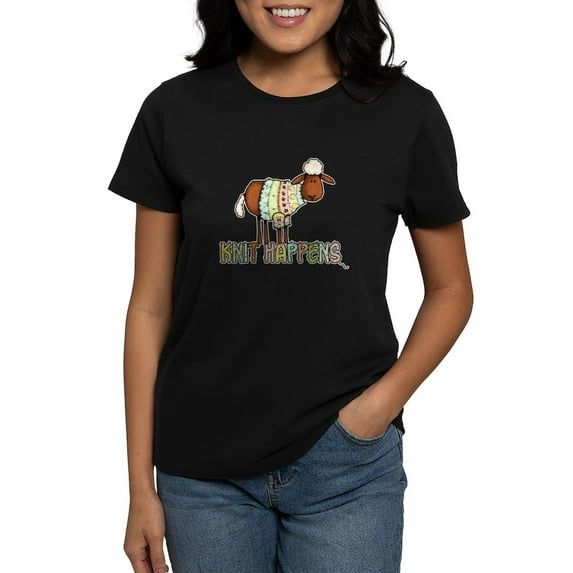 CafePress - Knit Happens Women's Dark T Shirt - Women's Traditional Fit Dark T-Shirt