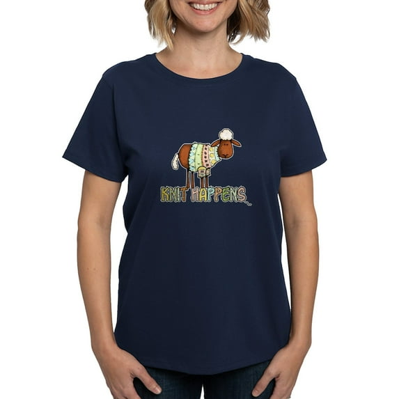 CafePress - Knit Happens Women's Dark T Shirt - Women's Traditional Fit Dark T-Shirt