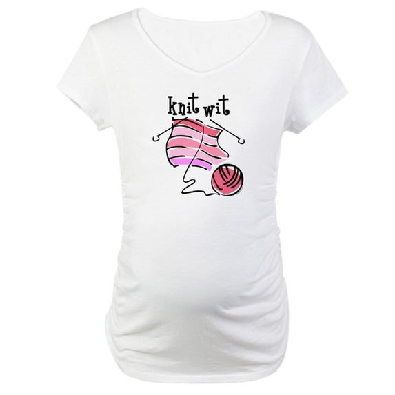 CafePress - Knit Wit Maternity T Shirt - Cotton Maternity T-shirt, Cute & Funny Pregnancy Tee