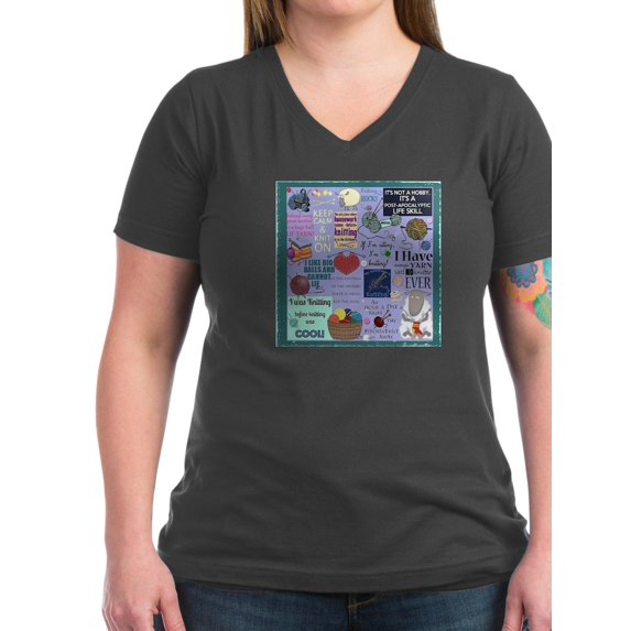 CafePress - Knitters Women'S V Neck Dark T Shirt - Women's V-Neck Dark T-Shirt