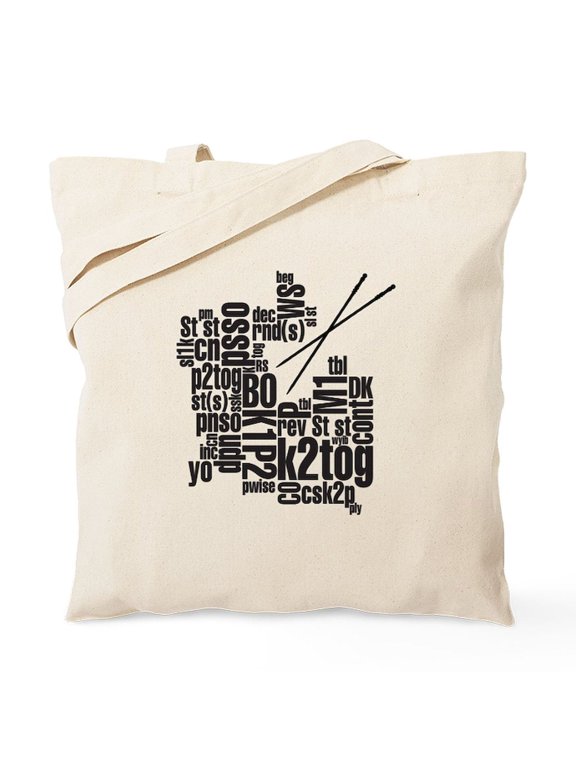 - Knitting Abbreviation Cloud Tote Bag - Unisex Canvas Tote Bag, Beige, 1-Piece