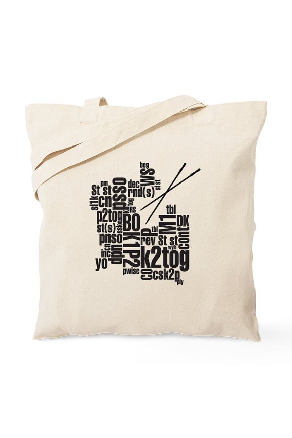 - Knitting Abbreviation Cloud Tote Bag - Unisex Canvas Tote Bag, Beige, 1-Piece