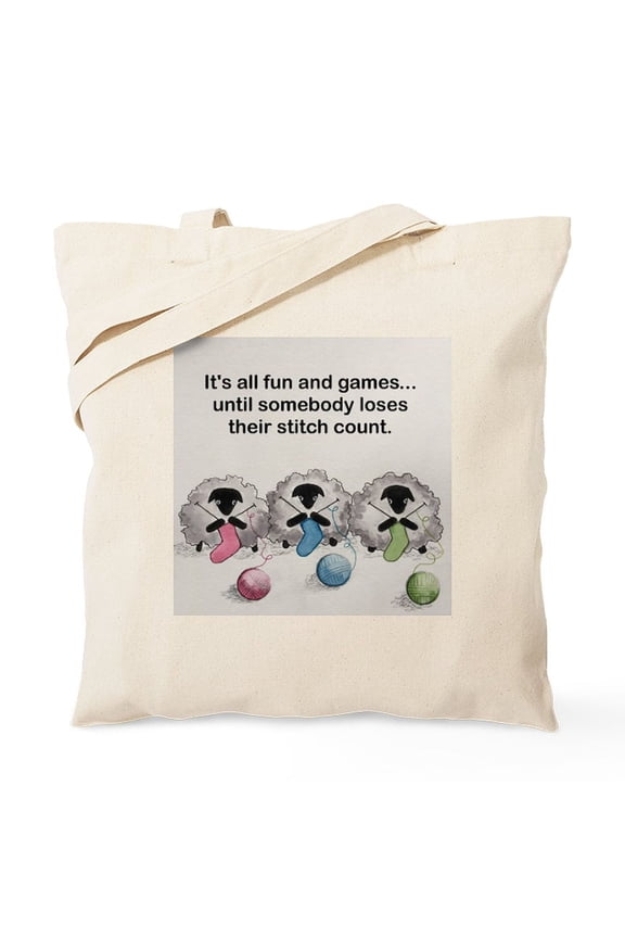 - Knitting Sheep Tote Bag - Unisex Canvas Tote Bag, Beige, 1-Piece