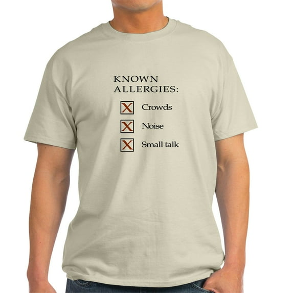 CafePress - Known Allergies Crowds, Noise, Small Talk T Shir - Men's Classic Graphic T-Shirt
