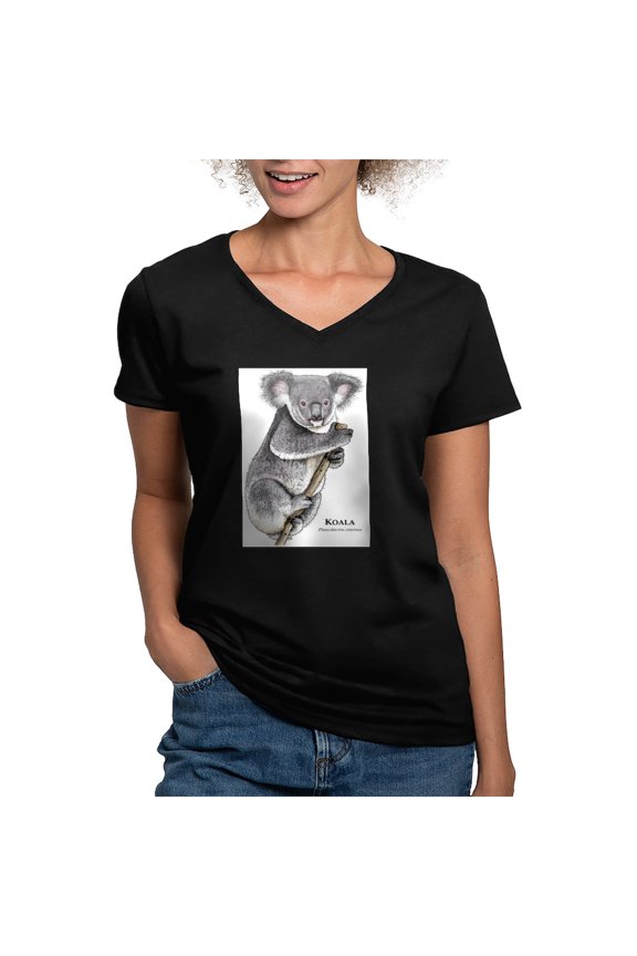 - Koala Women's V Neck Dark T Shirt - Women's V-Neck Dark T-Shirt