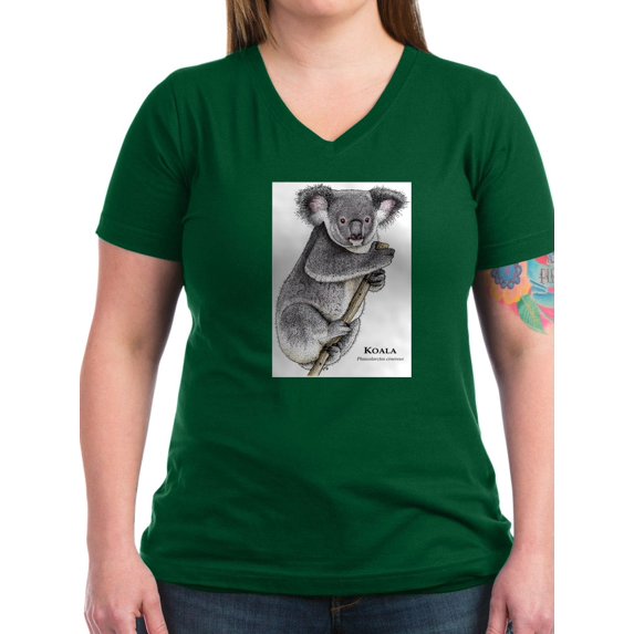 CafePress - Koala Women's V Neck Dark T Shirt - Women's V-Neck Dark T-Shirt