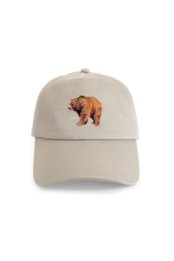 - Kodiak Bear Animal Cap - Adjustable 100% Brushed Unisex Casual Cotton Baseball Cap, Beige, 1