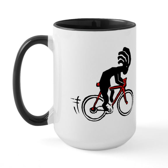 CafePress - Kokopelli Bicycle Large Mug - 15 oz Ceramic Large White Novelty Mug