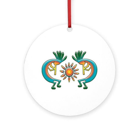 CafePress - Kokopelli With Sun -  Round Wood Ornament 4"