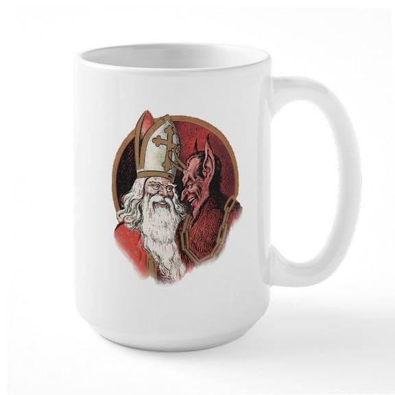 CafePress - Krampus And Santa Christmas Mugs - 15 oz Ceramic Large White Novelty Mug