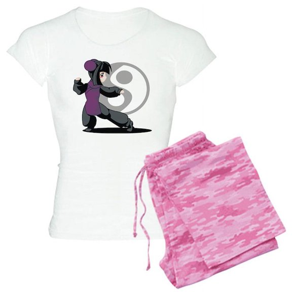 CafePress - Kung Fu Anime Women's Light Pajamas - Women's Short Sleeve Print T-Shirt and Pants Light Cotton Pajama Set