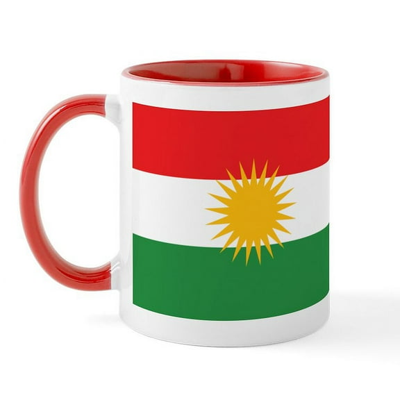 CafePress - Kurdish Flag Mug - 11 oz Ceramic Mug - Novelty Coffee Tea Cup