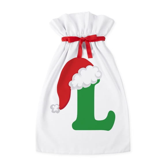 CafePress - L Santa Hat Monogram Jumbo - Oversized Poly Plush Gift Bag, 21"x32"