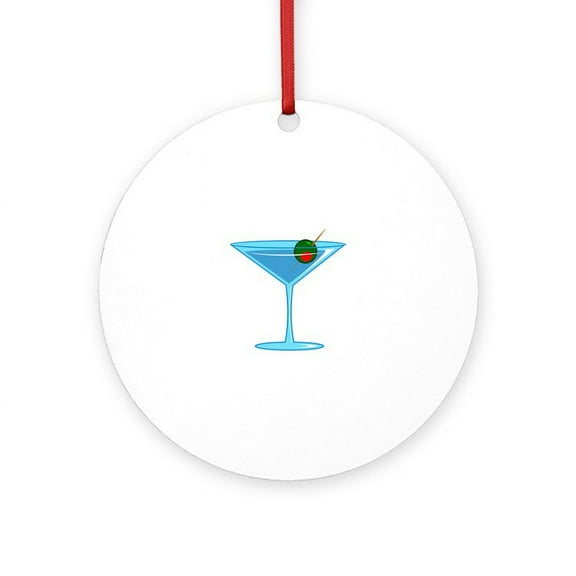 CafePress - LARGE MARTINI - Round Wood Ornament 4"