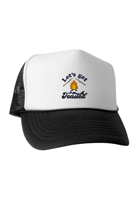 - LET's GET TOASTED - Adjustable Unisex Printed Trucker Hat with Mesh Back