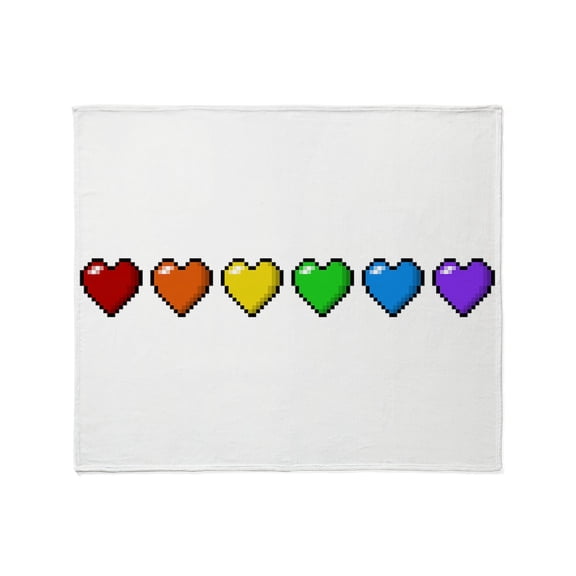 CafePress - LGBTQ Pride Rainbow Pixel Hearts - Soft Fleece Throw Blanket, 50"x60" for All Ages