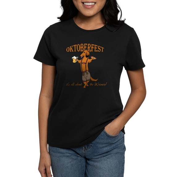 CafePress - LH Oktoberfest Dachshund Women's Dark T Shirt - Women's Traditional Fit Dark T-Shirt
